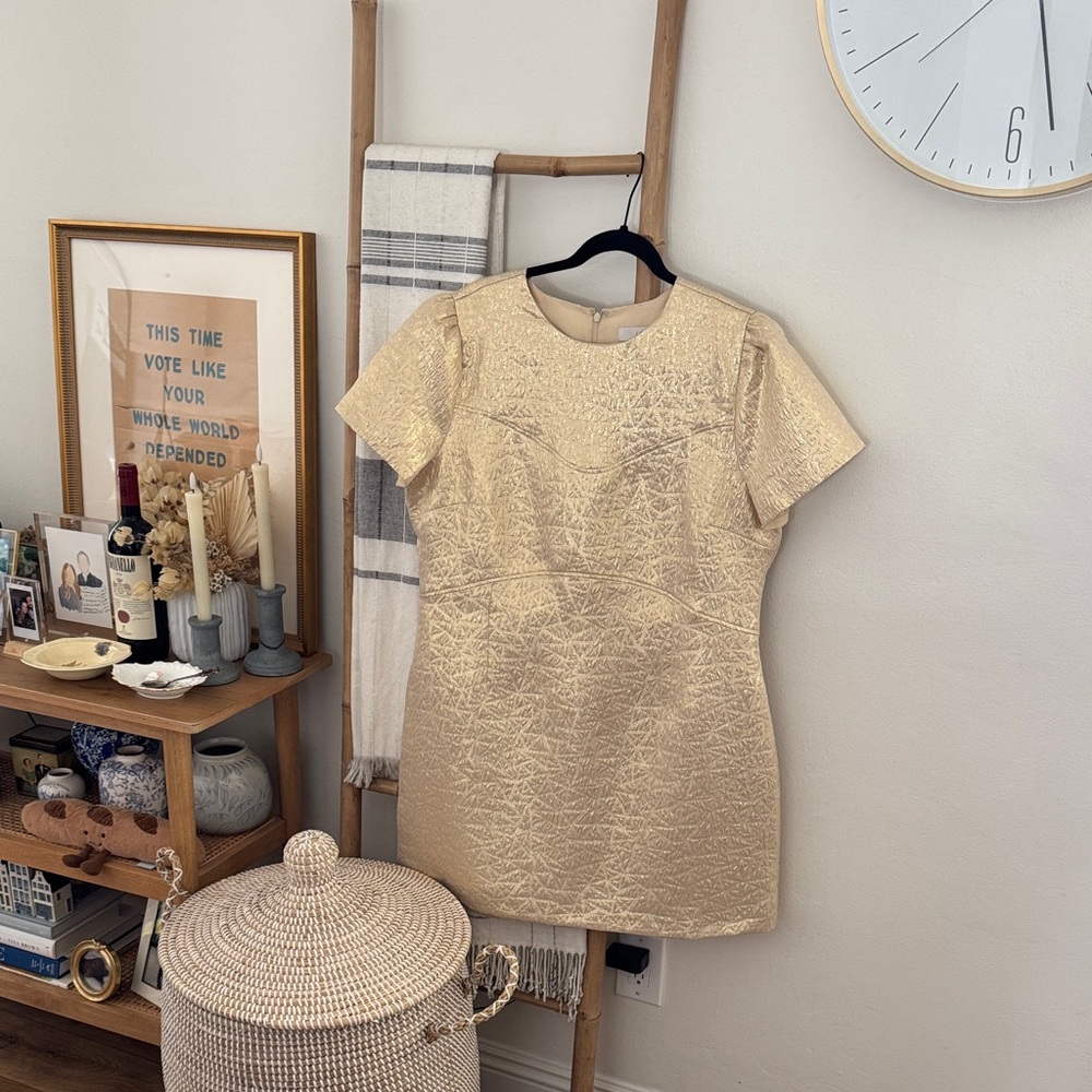 LOFT Gold Textured Mini Dress